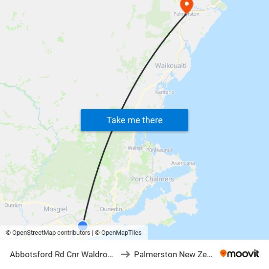 Abbotsford Rd Cnr Waldron Cres to Palmerston New Zealand map