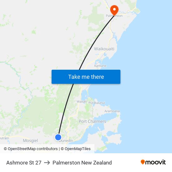 Ashmore St 27 to Palmerston New Zealand map