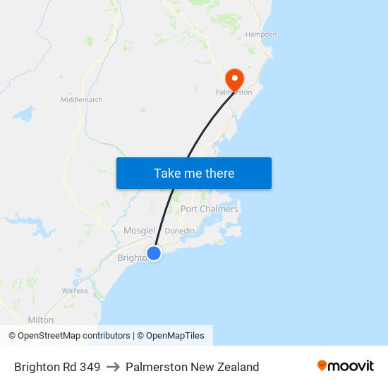 Brighton Rd 349 to Palmerston New Zealand map