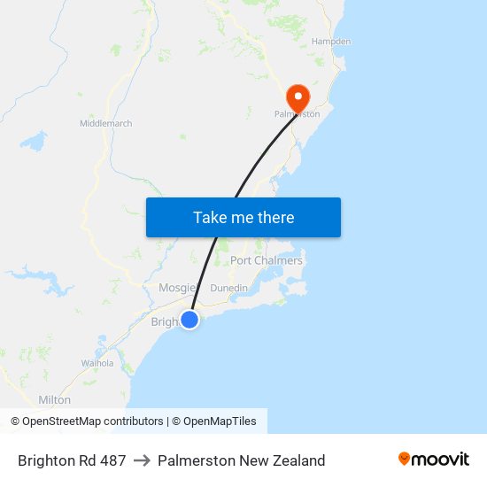 Brighton Rd 487 to Palmerston New Zealand map