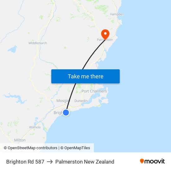 Brighton Rd 587 to Palmerston New Zealand map