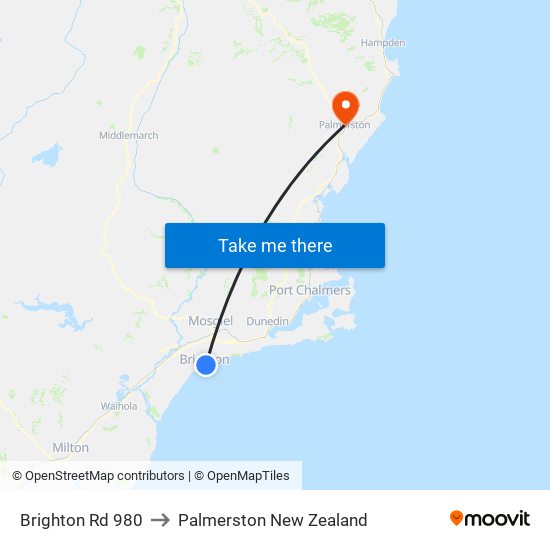 Brighton Rd 980 to Palmerston New Zealand map