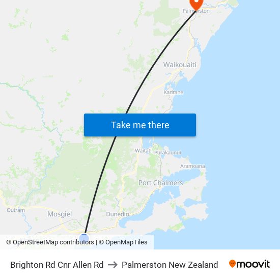 Brighton Rd Cnr Allen Rd to Palmerston New Zealand map