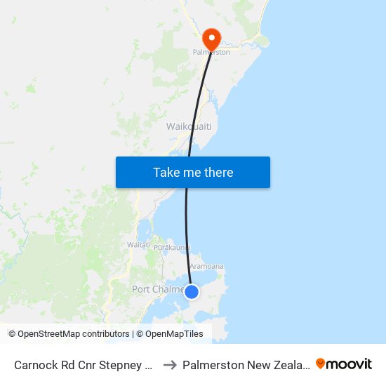 Carnock Rd Cnr Stepney Ave to Palmerston New Zealand map