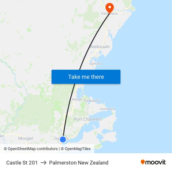 Castle St 201 to Palmerston New Zealand map