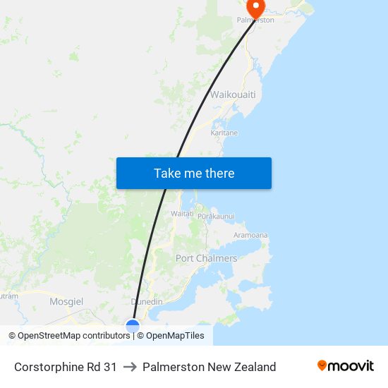 Corstorphine Rd 31 to Palmerston New Zealand map