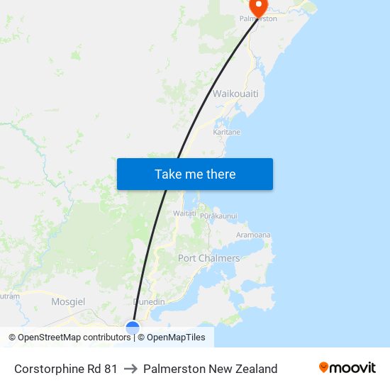 Corstorphine Rd 81 to Palmerston New Zealand map