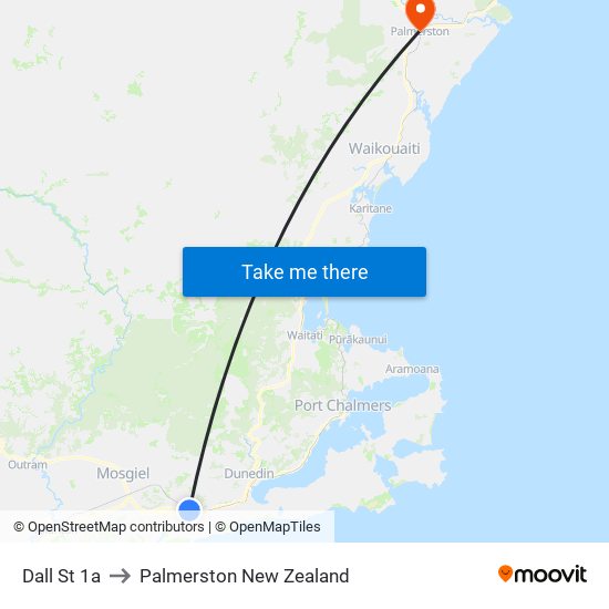 Dall St 1a to Palmerston New Zealand map