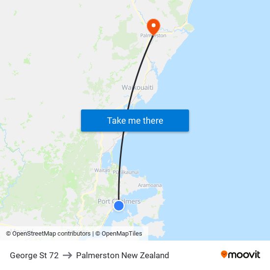 George St 72 to Palmerston New Zealand map