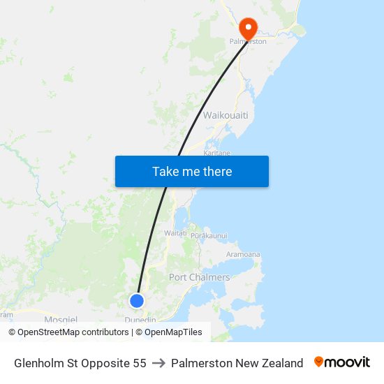 Glenholm St Opposite 55 to Palmerston New Zealand map