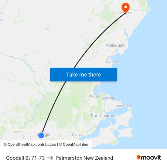 Goodall St 71-73 to Palmerston New Zealand map