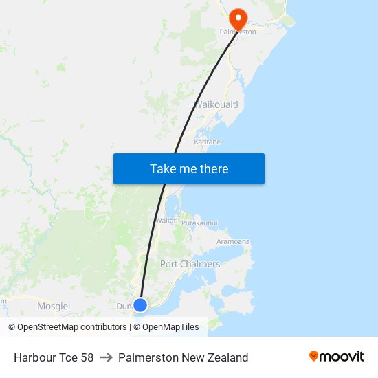 Harbour Tce 58 to Palmerston New Zealand map