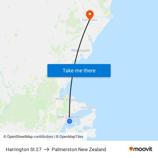 Harrington St 27 to Palmerston New Zealand map
