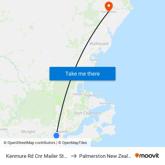 Kenmure Rd Cnr Mailer Street to Palmerston New Zealand map