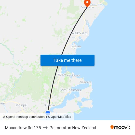 Macandrew Rd 175 to Palmerston New Zealand map