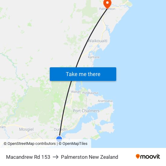 Macandrew Rd 153 to Palmerston New Zealand map