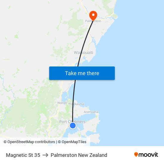 Magnetic St 35 to Palmerston New Zealand map