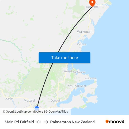 Main Rd Fairfield 101 to Palmerston New Zealand map