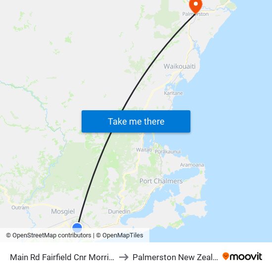 Main Rd Fairfield Cnr Morris Rd to Palmerston New Zealand map