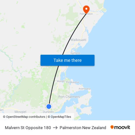 Malvern St Opposite 180 to Palmerston New Zealand map