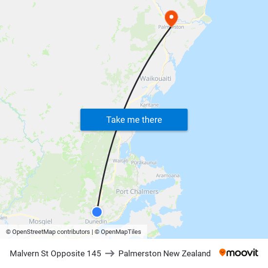 Malvern St Opposite 145 to Palmerston New Zealand map