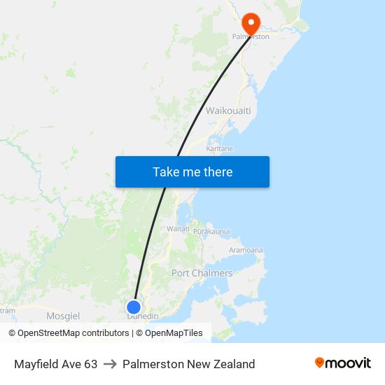 Mayfield Ave 63 to Palmerston New Zealand map