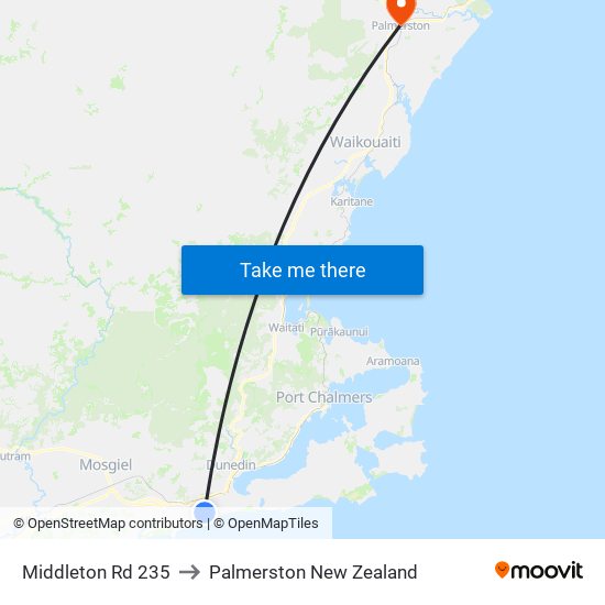 Middleton Rd 235 to Palmerston New Zealand map