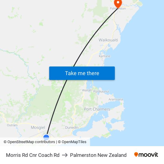 Morris Rd Cnr Coach Rd to Palmerston New Zealand map