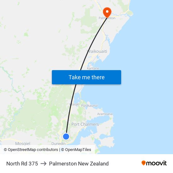 North Rd 375 to Palmerston New Zealand map