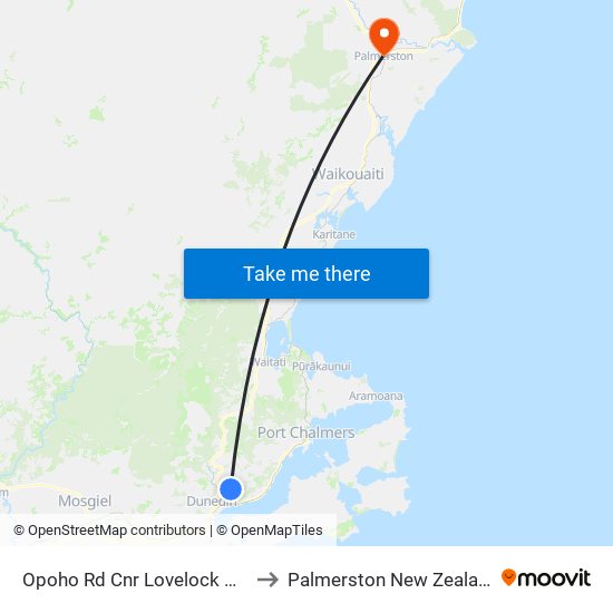 Opoho Rd Cnr Lovelock Ave to Palmerston New Zealand map