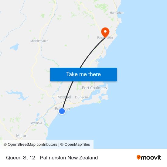 Queen St 12 to Palmerston New Zealand map