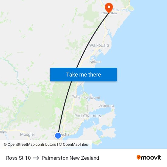 Ross St 10 to Palmerston New Zealand map