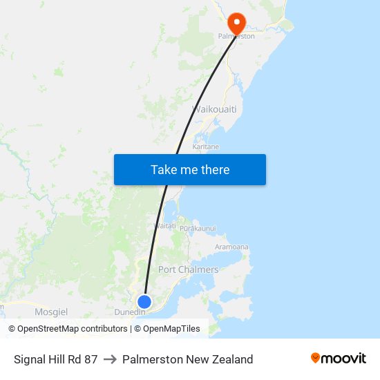 Signal Hill Rd 87 to Palmerston New Zealand map