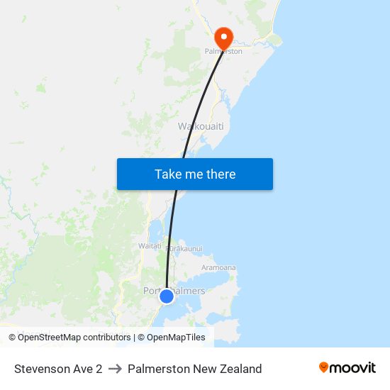 Stevenson Ave 2 to Palmerston New Zealand map