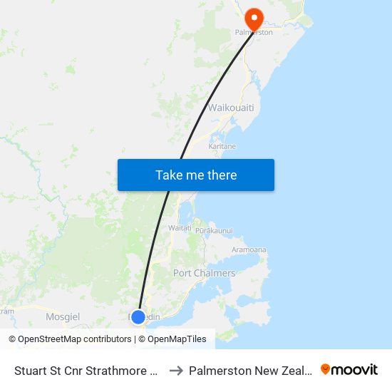 Stuart St Cnr Strathmore Cres to Palmerston New Zealand map