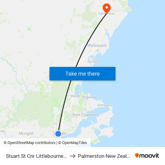 Stuart St Cnr Littlebourne Rd to Palmerston New Zealand map