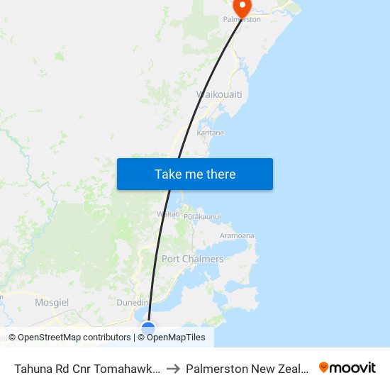 Tahuna Rd Cnr Tomahawk Rd to Palmerston New Zealand map