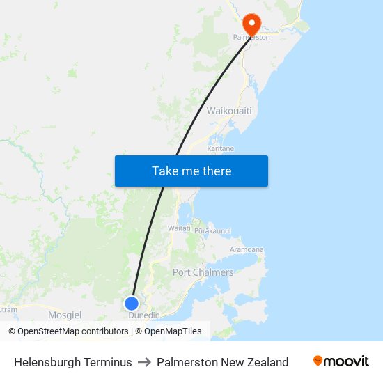 Helensburgh Terminus to Palmerston New Zealand map