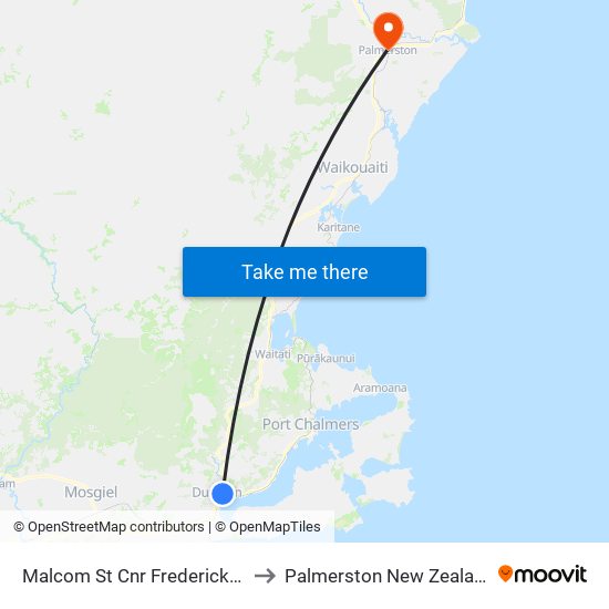 Malcom St Cnr Frederick St to Palmerston New Zealand map