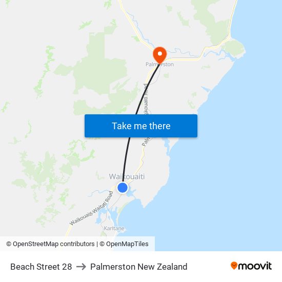 Beach Street 28 to Palmerston New Zealand map