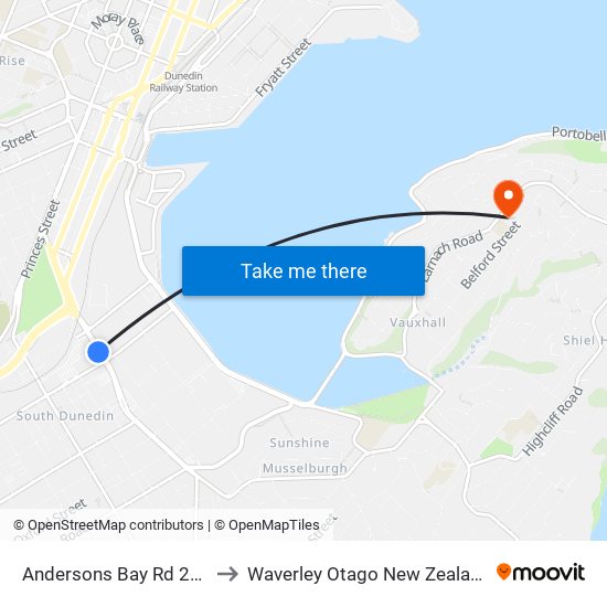 Andersons Bay Rd 271 to Waverley Otago New Zealand map