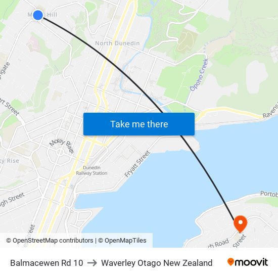 Balmacewen Rd 10 to Waverley Otago New Zealand map