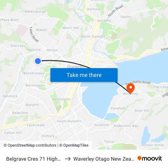 Belgrave Cres 71 Highgate to Waverley Otago New Zealand map