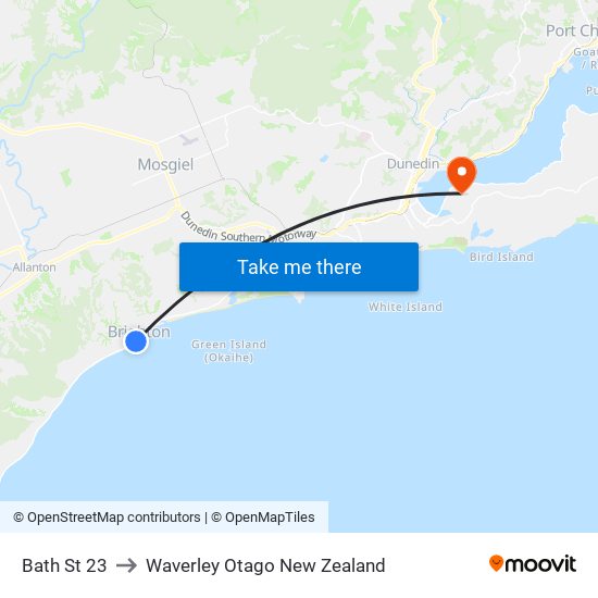 Bath St 23 to Waverley Otago New Zealand map