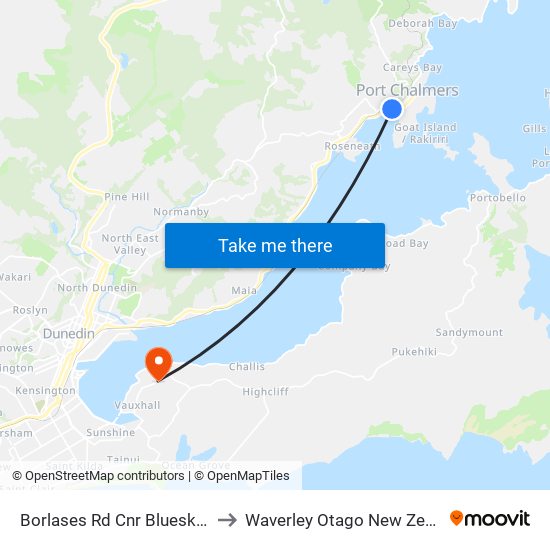Borlases Rd Cnr Blueskin Rd to Waverley Otago New Zealand map