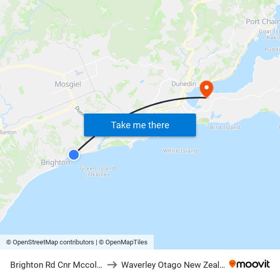 Brighton Rd Cnr Mccoll Rd to Waverley Otago New Zealand map