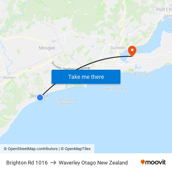 Brighton Rd 1016 to Waverley Otago New Zealand map