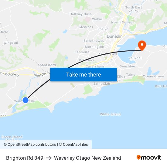 Brighton Rd 349 to Waverley Otago New Zealand map
