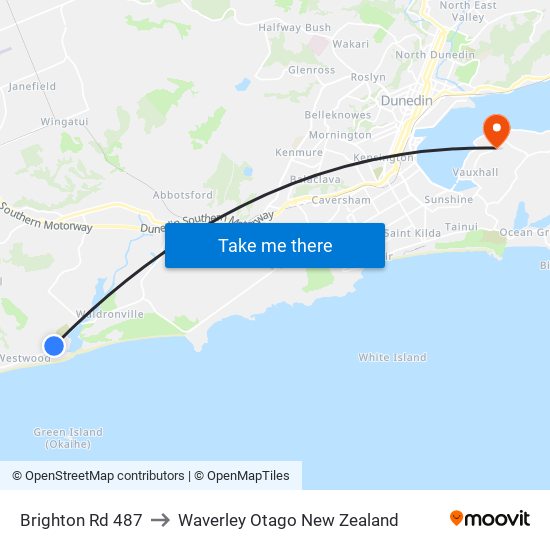 Brighton Rd 487 to Waverley Otago New Zealand map