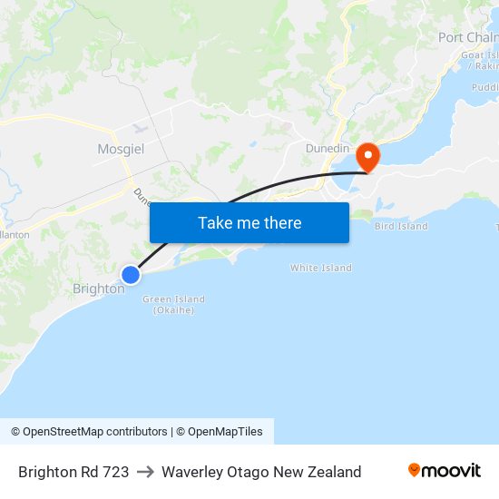 Brighton Rd 723 to Waverley Otago New Zealand map